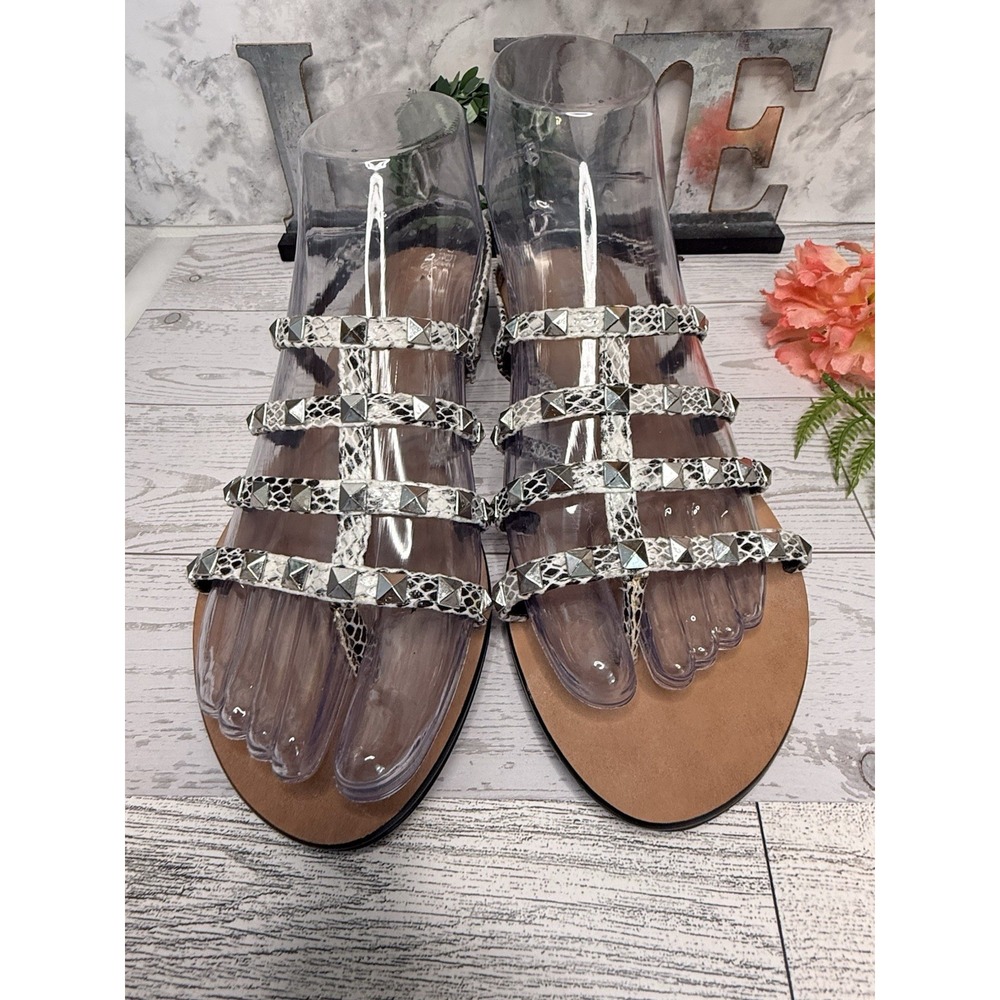 Gray Dune London Reptile Print Gladiator Sandals Katrine Studded 36 US 5/5.5‎